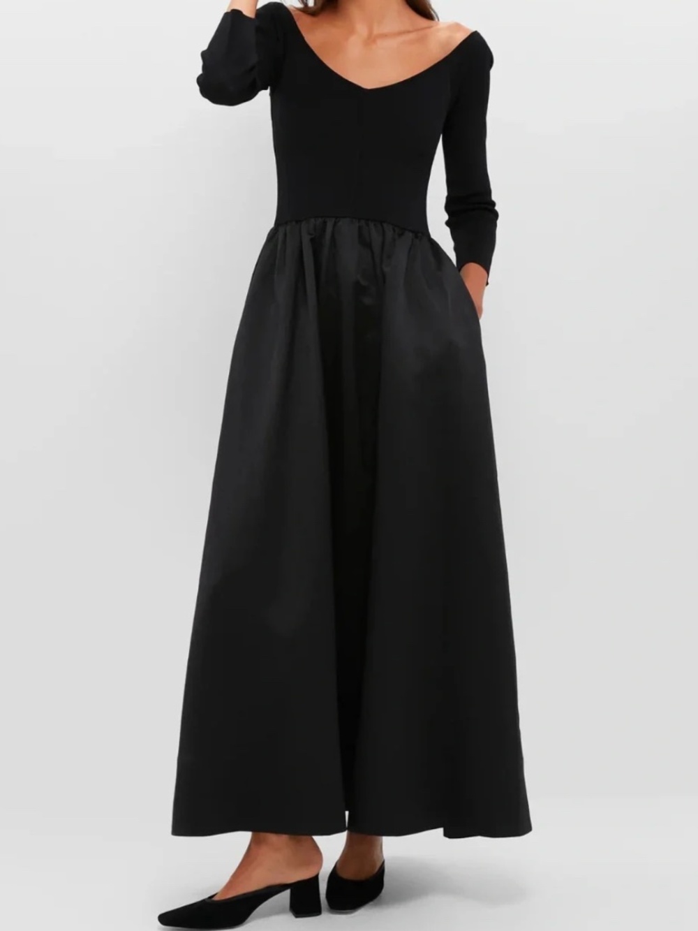 Tuckernuck Black Dupioni Clea Midi Dress